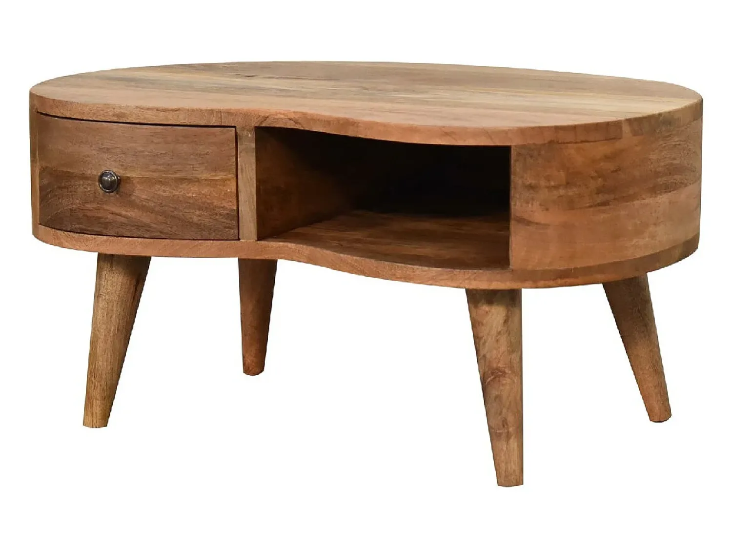 Sale Mini mesa de centro em carvalho ondulado. Bege