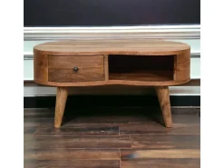 Sale Mini mesa de centro em carvalho ondulado. Bege