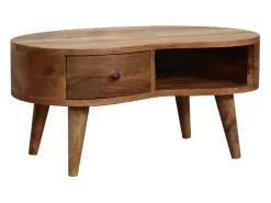 Sale Mini mesa de centro em carvalho ondulado. Bege