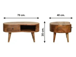 Sale Mini mesa de centro em carvalho ondulado. Bege