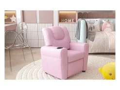 Poltrona*Meublorama Mini poltrona reclinável ITCHI com elevação manual, material em PU na cor , ideal para uma sala confortável. Rosa