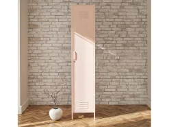 Dorel Home Mission District | Armário Cacifo com 1 Porta em Metal Rosa^ Móvel De Entrada