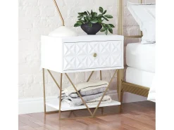 Mesa De Apoio|CosmoLiving by Cosmopolitan Mission District | Mesa de apoio com 1 porta Metal preto Branco