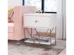 Mesa De Apoio|CosmoLiving by Cosmopolitan Mission District | Mesa de apoio com 1 porta Metal preto Branco