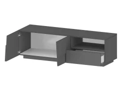 Dmora MobilE suporte de TV Dcoulibal, Aparador baixo para sala de estar com 2 portas e 1 gaveta, Base de suporte para TV, 150x44h46 cm, Antracite^ Móvel De Tv