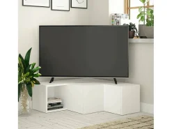 Móvel De Tv|Dmora MobilE suporte de TV Dfallett, Aparador de sala, Armário de TV baixo, Base de parede equipada, 90x92h32 cm, Branco