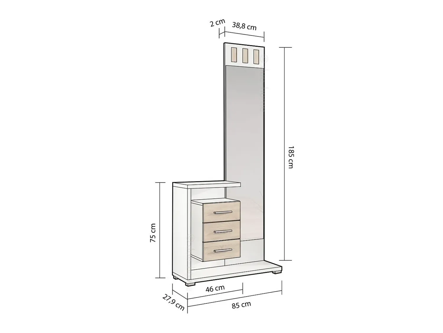Móvel De Entrada*duehome Mobiliário de corredor Prisma Branco