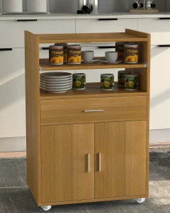 Móvel De Arrumação|VCM Mobiliário de cozinha servindo carrinho Kiola Livro A. 92 x L. 59 x P. 40 cm Castanho