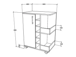 Móvel De Arrumação*VCM Mobiliário de cozinha servindo carrinho Esilo Branco A. 85 x L. 63 x P. 40 cm Multicor