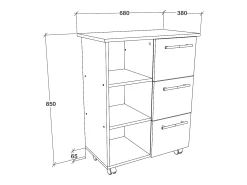 Móvel De Arrumação*VCM Mobiliário de cozinha servindo carrinho Esilo Branco A. 85 x L. 68 x P. 38 cm Multicor