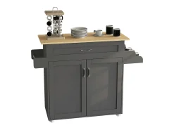 Best VCM Mobiliário de cozinha servindo carrinho Pastano Antracite/carvalho mel A. 89 x L. 114 x P. 39 cm Preto / Castanho