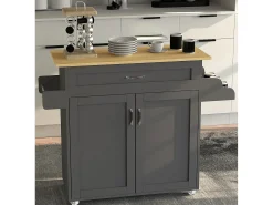 Best VCM Mobiliário de cozinha servindo carrinho Pastano Antracite/carvalho mel A. 89 x L. 114 x P. 39 cm Preto / Castanho