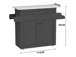 Best VCM Mobiliário de cozinha servindo carrinho Pastano Antracite/carvalho mel A. 89 x L. 114 x P. 39 cm Preto / Castanho