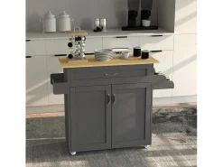Best VCM Mobiliário de cozinha servindo carrinho Pastano Antracite/carvalho mel A. 89 x L. 114 x P. 39 cm Preto / Castanho