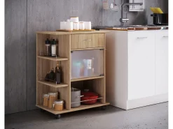 VCM Mobiliário de cozinha servindo carrinho Pocis Sonoma Oak A. 80 x L. 65 x P. 39 cm^ Móvel De Arrumação