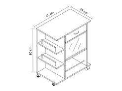 VCM Mobiliário de cozinha servindo carrinho Pocis Sonoma Oak A. 80 x L. 65 x P. 39 cm^ Móvel De Arrumação