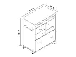 Best VCM Mobiliário de cozinha servindo carrinho Kicha Livro A. 86 x L. 70 x P. 40 cm Multicor