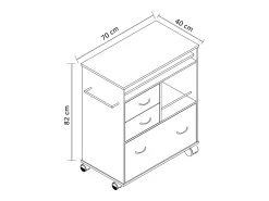 Best VCM Mobiliário de cozinha servindo carrinho Kicha Livro A. 86 x L. 70 x P. 40 cm Multicor
