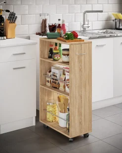 Móvel De Arrumação*VCM Mobiliário de cozinha servindo carrinho Tusal Sonoma Oak A. 85 x L. 25 x P. 50 cm Multicor