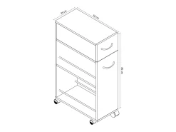 VCM Mobiliário de cozinha servindo carrinho Tusal Branco A. 85 x L. 25 x P. 50 cm^ Móvel De Arrumação