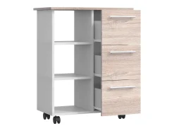 Móvel De Arrumação|VCM Mobiliário de cozinha servindo carrinho Esilo Branco/carvalho Sonoma A. 85 x L. 68 x P. 38 cm Multicor
