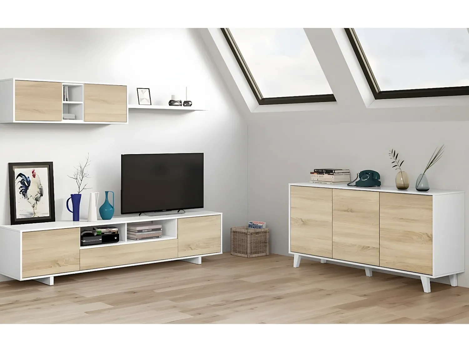 Móvel De Tv*Loungitude Mobiliário de sala de jantar Belus Natural claro