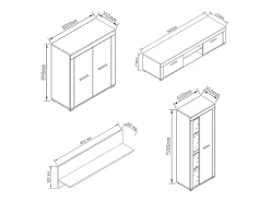 Móvel De Tv*VCM Mobiliário de TV | 4 pcs. Parede viva com espaço de armazenamento suficiente | Armário de TV | Parede montada – Usilo XL (antracite / carvalho mel) Multicor