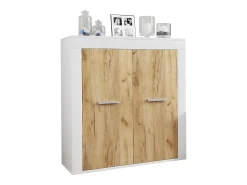 VCM Mobiliário de TV | 4 pcs. Parede viva com espaço de armazenamento suficiente | Armário de TV | Parede montada – Usilo XL (Branco / Carvalho Mel)^ Móvel De Tv