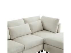 Sofá*KOMHTOM Mobiliário estofado de design moderno, sofá de 3 lugares, sofá de canto em forma de L com banco para pés, Bege