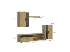 Discount duehome Mobiliário modular de sala de estar Lunet em aplino preto 190 cm Cinzento