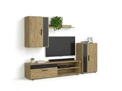 Discount duehome Mobiliário modular de sala de estar Lunet em aplino preto 190 cm Cinzento