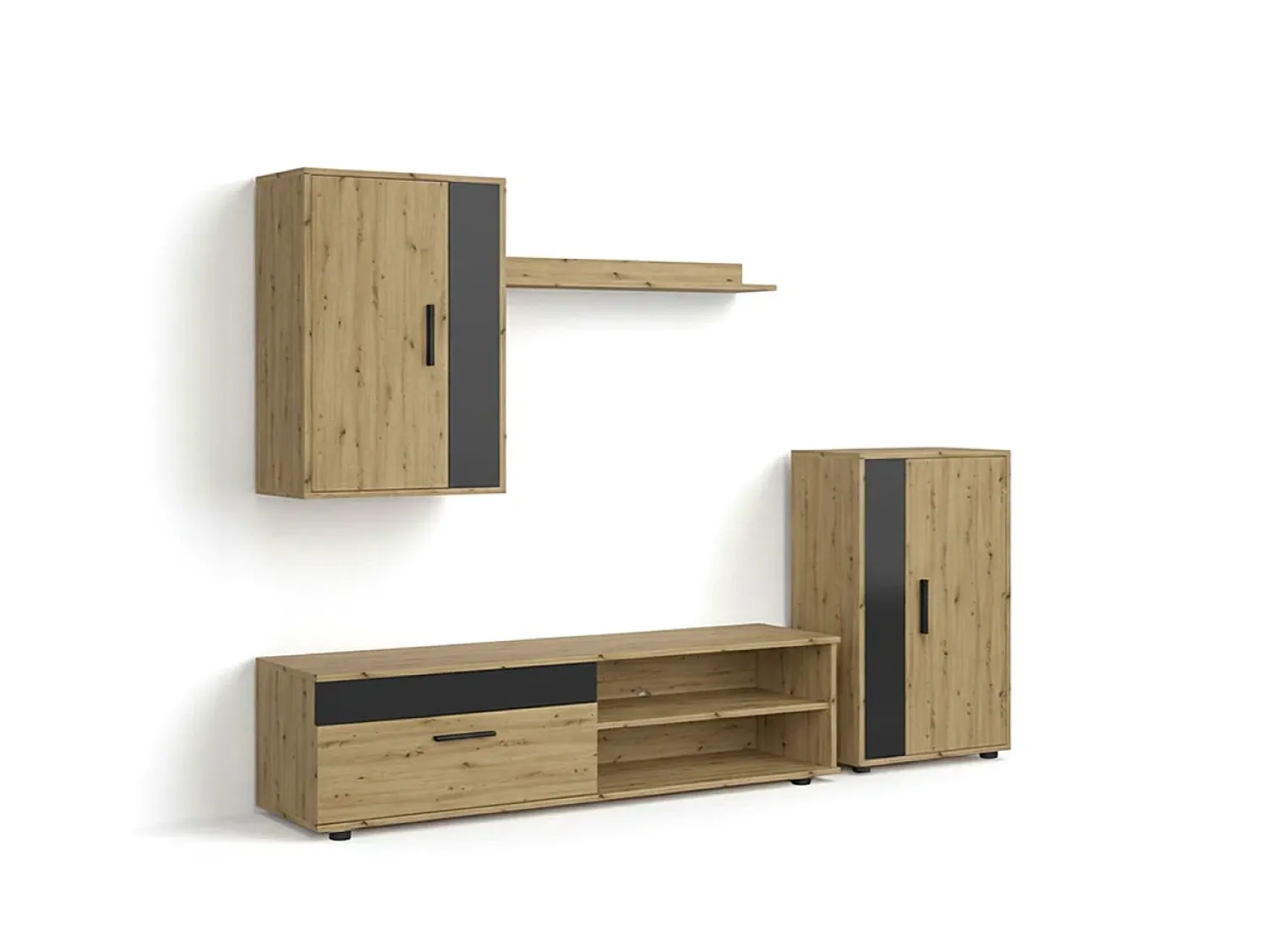 Discount duehome Mobiliário modular de sala de estar Lunet em aplino preto 190 cm Cinzento