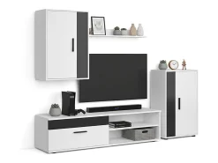 Online duehome Mobiliário modular para sala de estar Lunet em branco artik preto 190 cm Cinzento