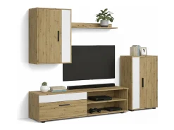 Móvel De Tv*duehome Mobiliário modular para sala de estar Lunet em branco artik aplino 190 cm Cinzento