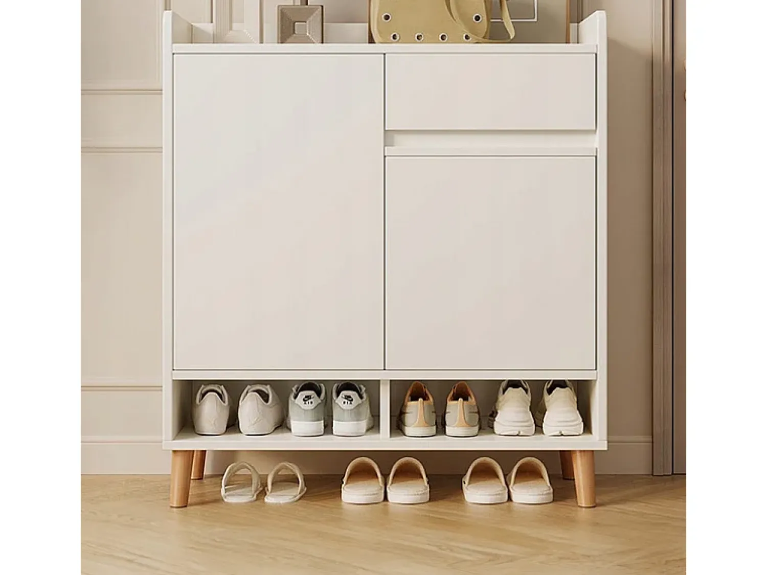 Móvel De Arrumação|Sapateira| Moderna cômoda branca com muito espaço para sapatos 60 cm com gaveta Branco