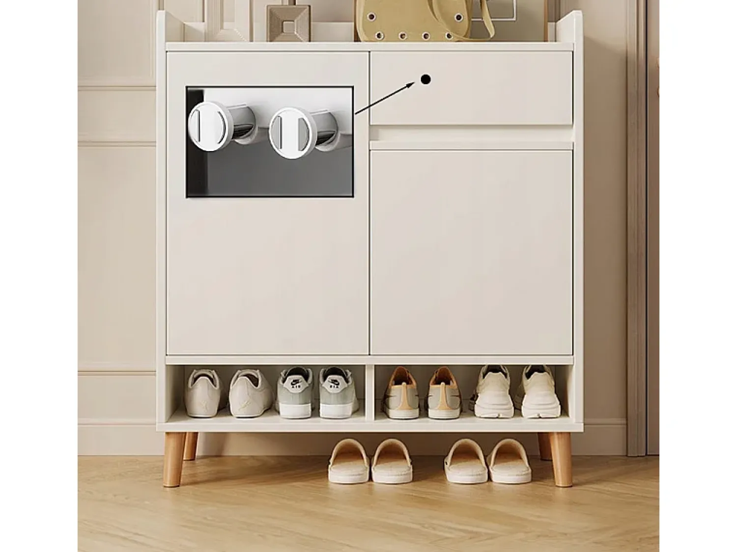 Móvel De Arrumação|Sapateira| Moderna cômoda branca com muito espaço para sapatos 60 cm com gaveta Branco