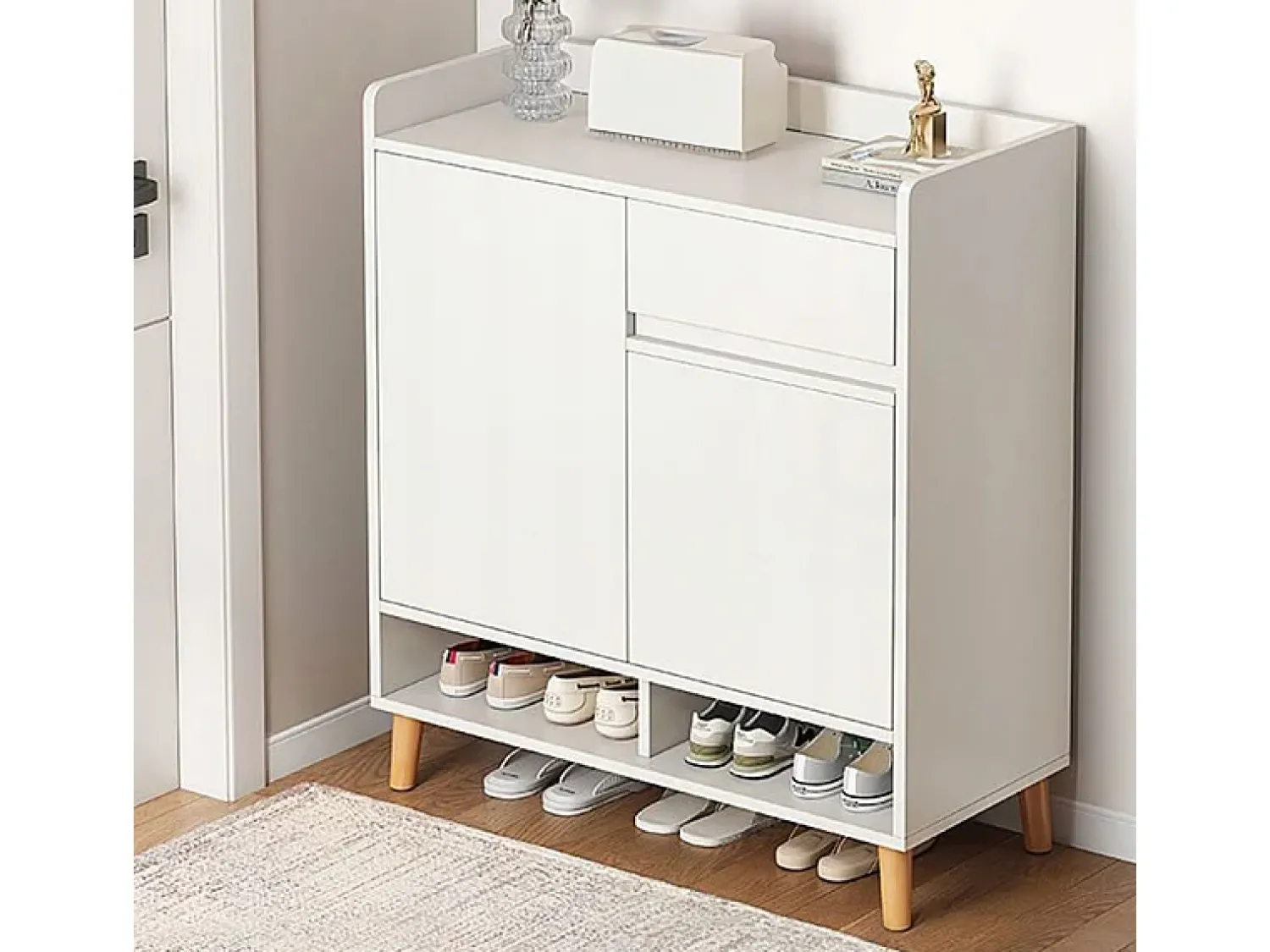 Móvel De Arrumação|Sapateira| Moderna cômoda branca com muito espaço para sapatos 60 cm com gaveta Branco
