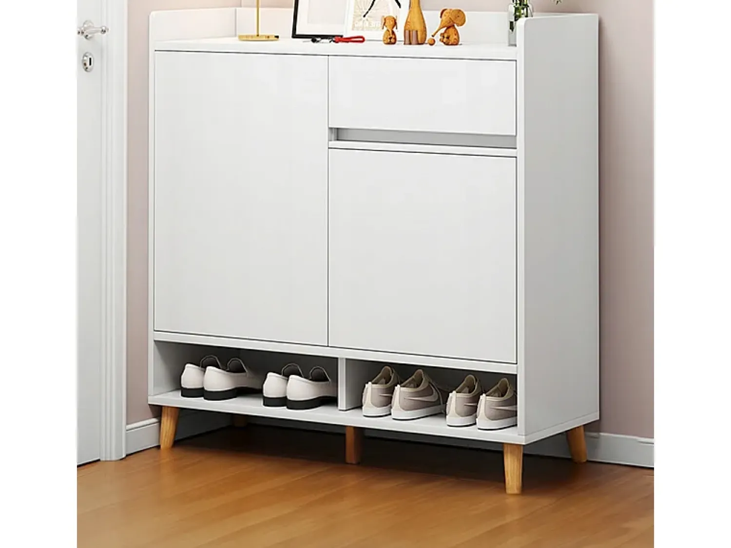 Móvel De Arrumação|Sapateira| Moderna cômoda branca com muito espaço para sapatos 60 cm com gaveta Branco