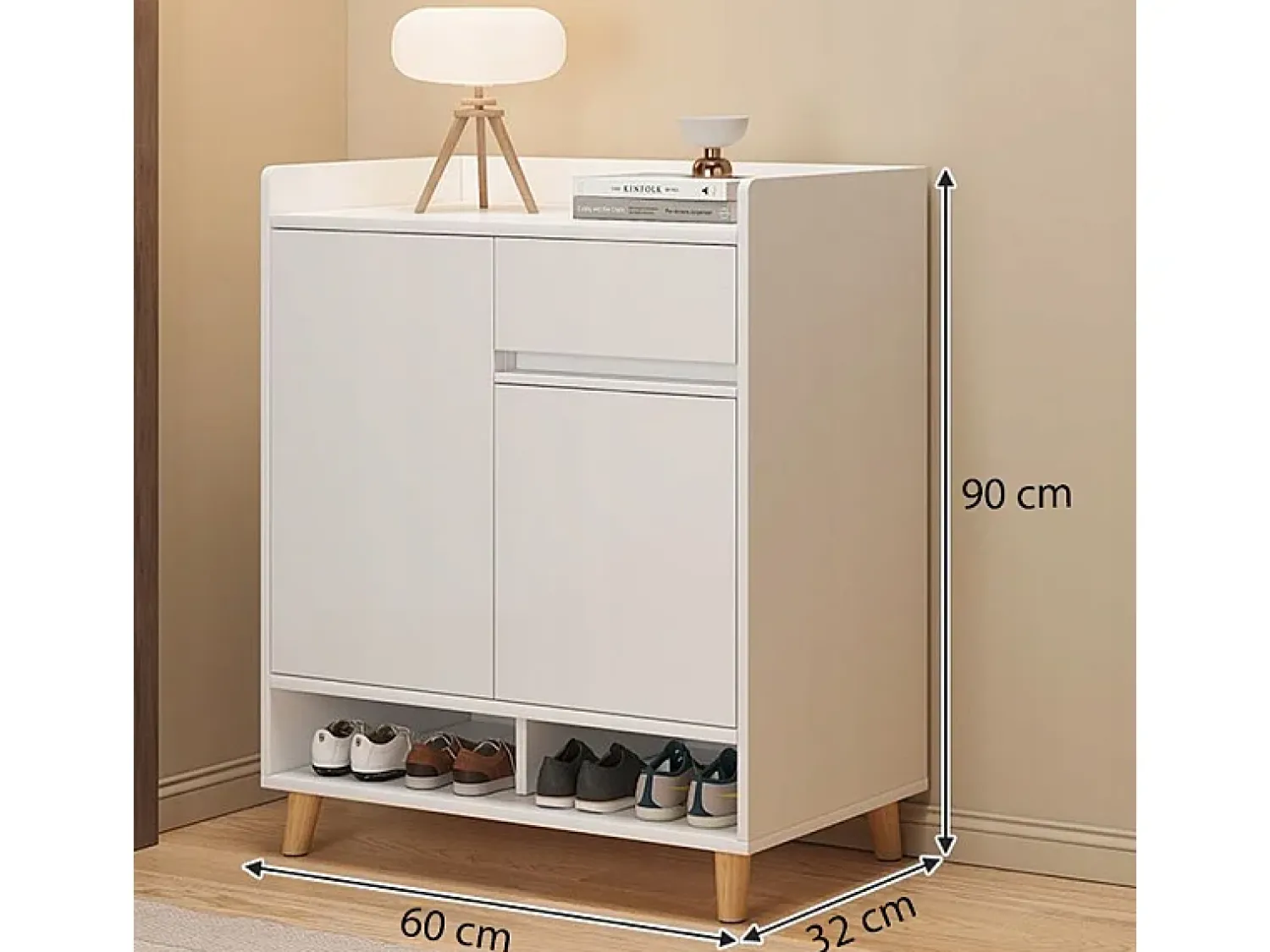Móvel De Arrumação|Sapateira| Moderna cômoda branca com muito espaço para sapatos 60 cm com gaveta Branco