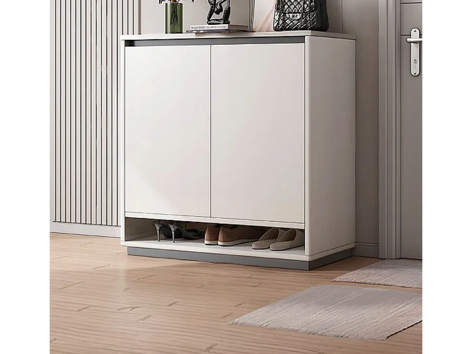Móvel De Arrumação|Sapateira* MODERNA CÔMODA BRANCA COM GRANDE CAPACIDADE PARA SAPATOS ESTANTE DE 2 PORTAS ESTREITA Branco