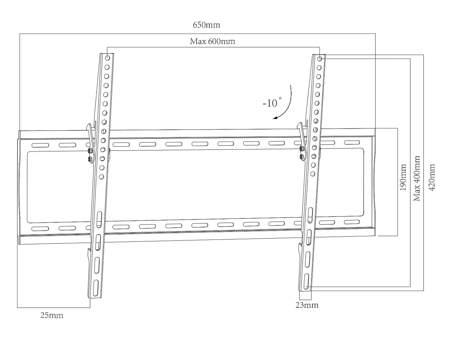 Móvel De Tv|VCM Montagem na parede de TV B-FN preto A. 42 x L. 65 x P. 3 cm Multicor