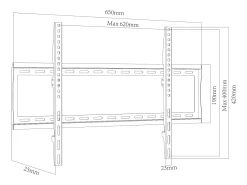 Móvel De Tv*VCM Montagem na parede de TV B-FX600 A. 42 x L. 65 x P. 3 cm Preto
