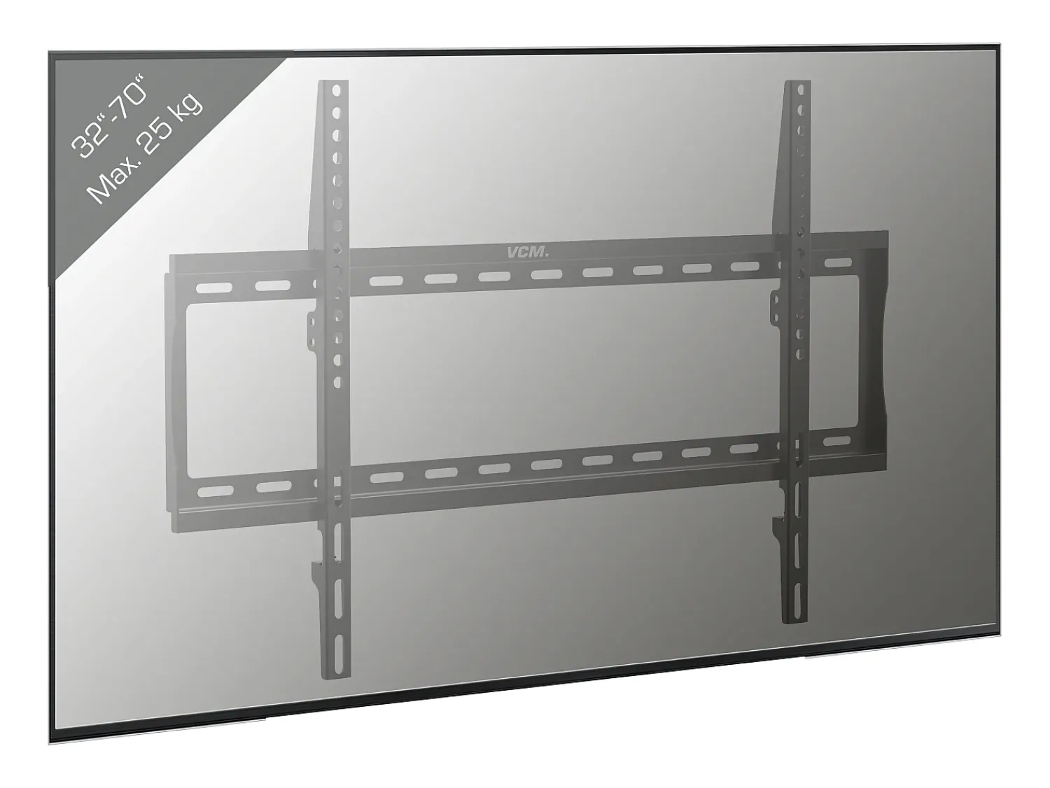 Móvel De Tv*VCM Montagem na parede de TV B-FX600 A. 42 x L. 65 x P. 3 cm Preto