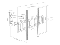 VCM Montagem na parede de TV B-SN600 Preto A. 42 x L. 64 x P. 8 cm^ Móvel De Tv