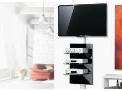 New VCM Montagem na parede de TV WS100 Preto A. 40 x L. 50 x P. 4 cm Multicor
