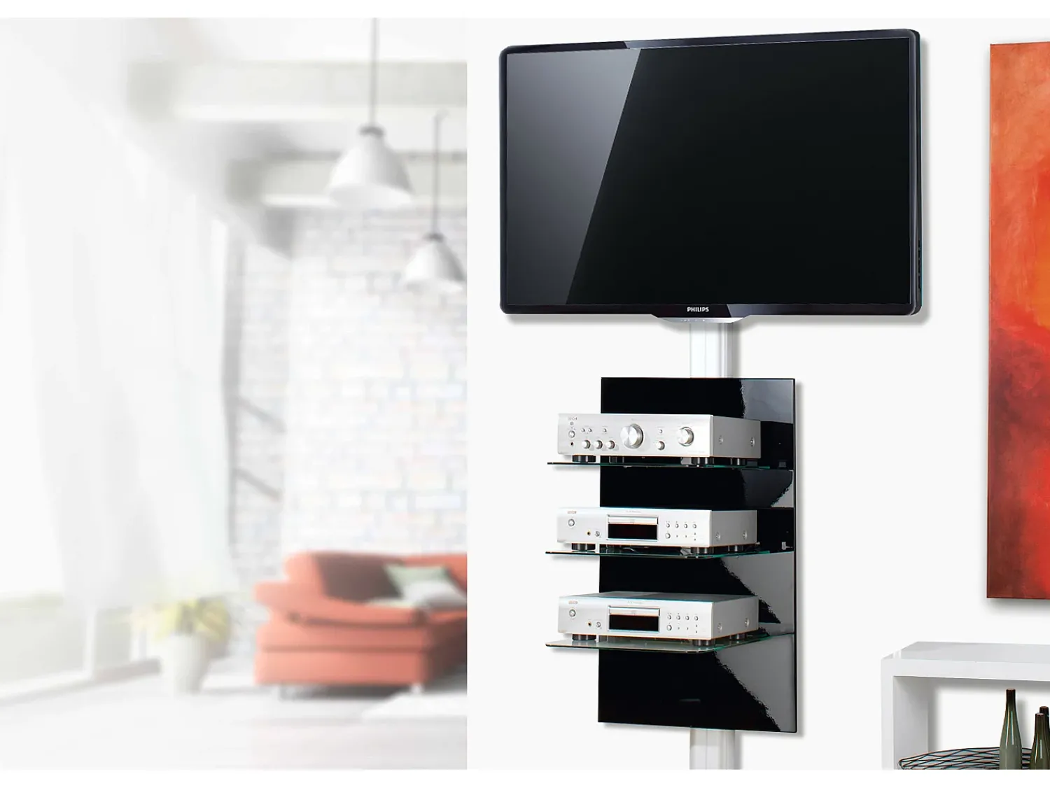 New VCM Montagem na parede de TV WS100 Preto A. 40 x L. 50 x P. 4 cm Multicor