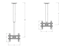 Móvel De Tv|VCM Montagem no teto de TV CM Prata A. 86 x L. 42 x P. 12 cm Multicor