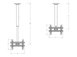 Móvel De Tv*VCM Montagem no teto de TV CM Prata A. 86 x L. 42 x P. 8 cm Multicor