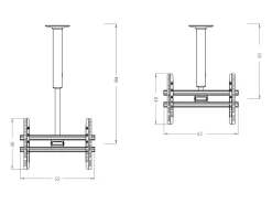 Móvel De Tv|VCM Montagem no teto de TV CM Prata A. 70 x L. 62 x P. 10 cm Multicor