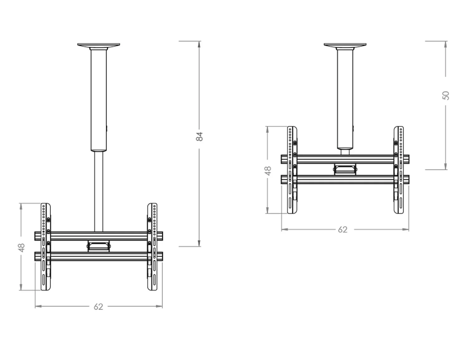 Móvel De Tv|VCM Montagem no teto de TV CM Prata A. 70 x L. 62 x P. 10 cm Multicor
